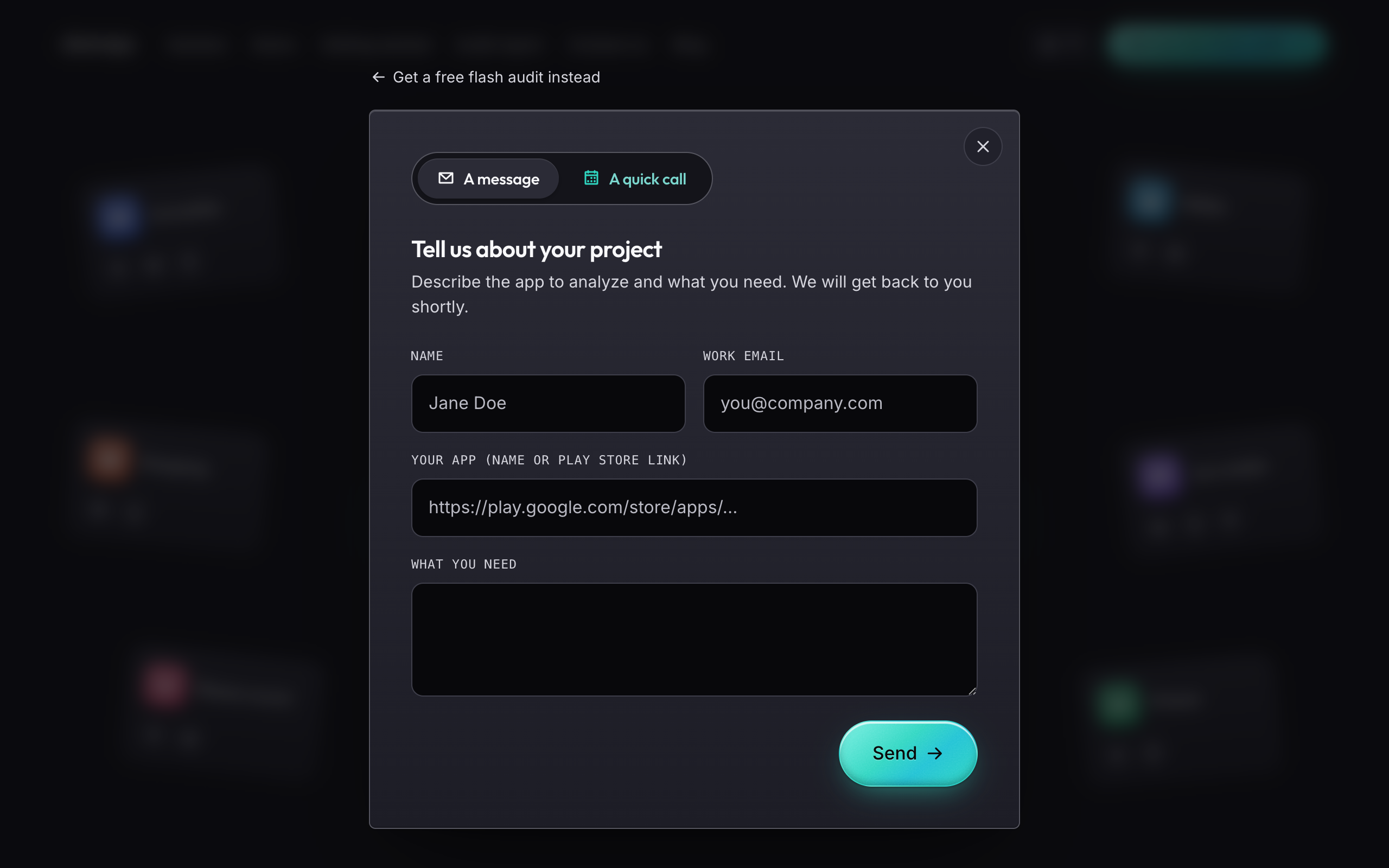 Getting in touch with Skanopy to scope a mobile app audit.
